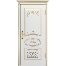 Ульяновская дверь Багет-3 белая эмаль патина золото ДГ