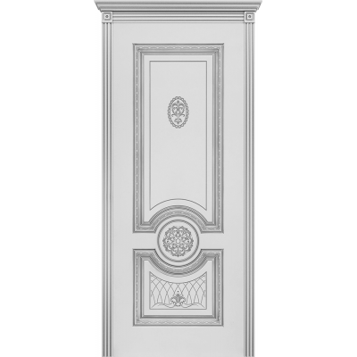 Ульяновская дверь Гамма белая эмаль патина серебро ДГ