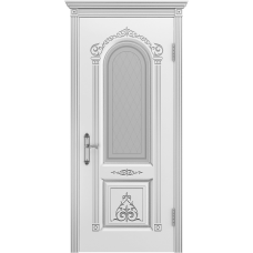 Ульяновская дверь Ода-1 белая эмаль патина серебро ДО