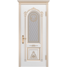 Ульяновская дверь Ода-3 белая эмаль патина золото ДО