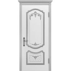 Ульяновская дверь Премьера-3 белая эмаль патина серебро ДГ