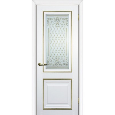 Межкомнатная Дверь Profilo Porte PSCL-27 Белый золото стекло Готика золото