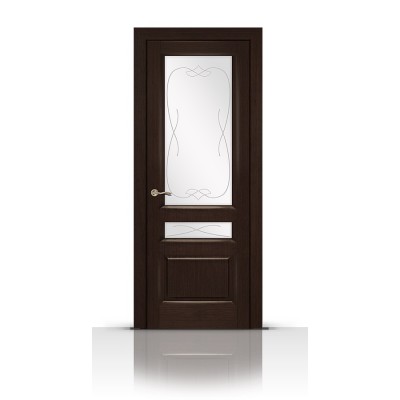 Межкомнатная Дверь СитиДорс модель Малахит-2 цвет Венге стекло