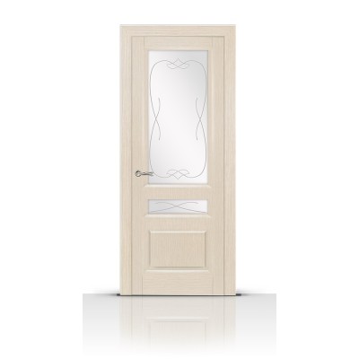 Межкомнатная Дверь СитиДорс модель Малахит-2 цвет Белёный дуб стекло