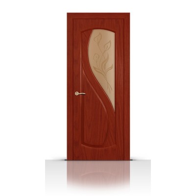 Межкомнатная Дверь СитиДорс модель Диамант цвет Красное дерево стекло