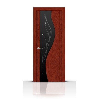 Межкомнатная Дверь СитиДорс модель Корунд цвет Красное дерево стекло