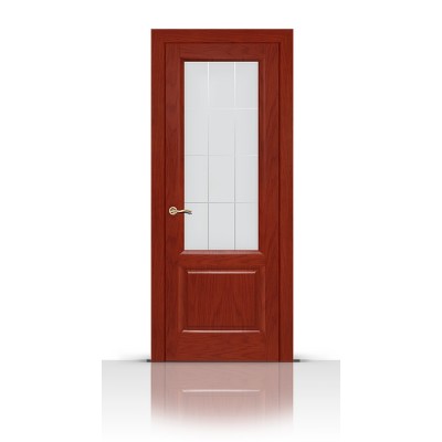 Межкомнатная Дверь СитиДорс модель Малахит-1 цвет Красное дерево стекло