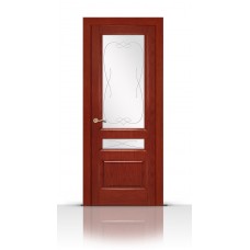 Дверь СитиДорс модель Малахит-2 цвет Красное дерево стекло