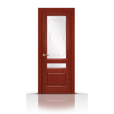Межкомнатная Дверь СитиДорс модель Малахит-2 цвет Красное дерево стекло