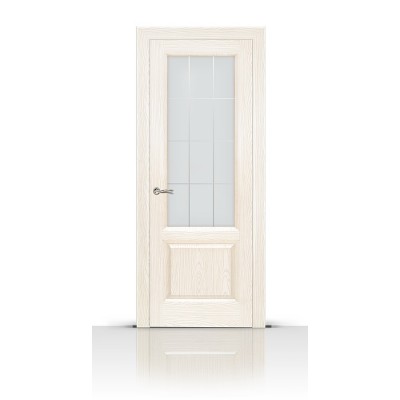 Межкомнатная Дверь СитиДорс модель Малахит-1 цвет Ясень белый стекло