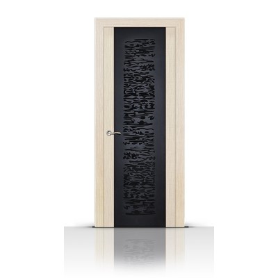 Межкомнатная Дверь СитиДорс модель Вейчи цвет Белёный дуб триплекс чёрный