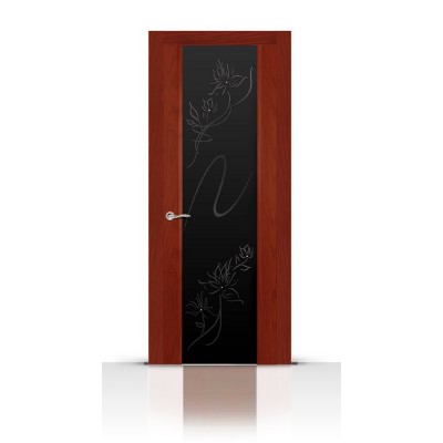 Межкомнатная Дверь СитиДорс модель Бриллиант цвет Красное дерево триплекс чёрный
