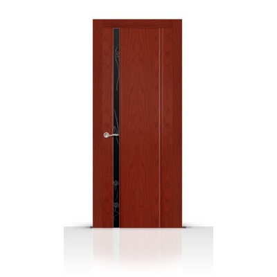 Межкомнатная Дверь СитиДорс модель Бриллиант-1 цвет Красное дерево триплекс чёрный