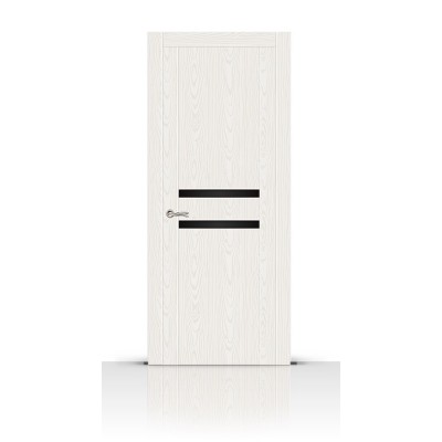 Межкомнатная Дверь СитиДорс модель Турин-2 цвет Ясень белый триплекс чёрный