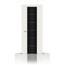 Дверь СитиДорс модель Виконт цвет Ясень белый триплекс чёрный