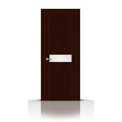 Межкомнатная Дверь СитиДорс модель Турин-1 цвет Ясень шоколад триплекс белый