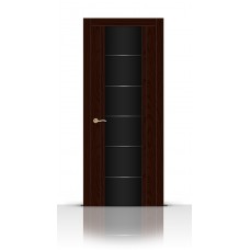 Дверь СитиДорс модель Виконт цвет Ясень шоколад триплекс чёрный
