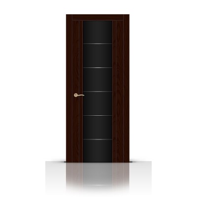 Межкомнатная Дверь СитиДорс модель Виконт цвет Ясень шоколад триплекс чёрный