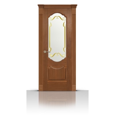 Межкомнатная Дверь СитиДорс модель Гиацинт цвет Американский орех стекло Нежность
