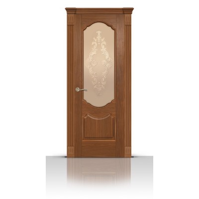 Межкомнатная Дверь СитиДорс модель Гиацинт цвет Американский орех стекло Кружево