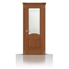 Дверь СитиДорс модель Онтарио цвет Американский орех стекло Романтик