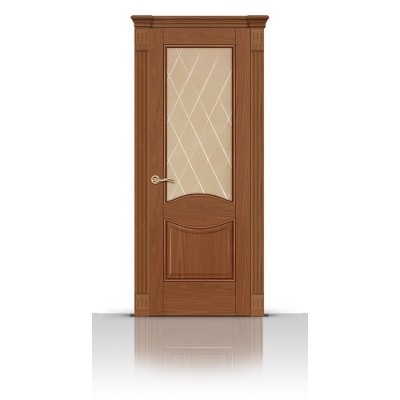 Межкомнатная Дверь СитиДорс модель Онтарио цвет Американский орех стекло Ромб