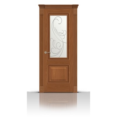 Межкомнатная Дверь СитиДорс модель Элеганс-1 цвет Американский орех стекло Метелица