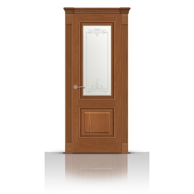 Межкомнатная Дверь СитиДорс модель Элеганс-1 цвет Американский орех стекло Романтик