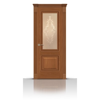 Межкомнатная Дверь СитиДорс модель Элеганс-1 цвет Американский орех стекло Кружево