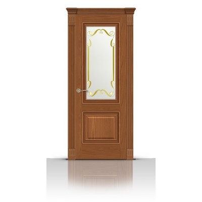 Межкомнатная Дверь СитиДорс модель Элеганс-1 цвет Американский орех стекло Нежность