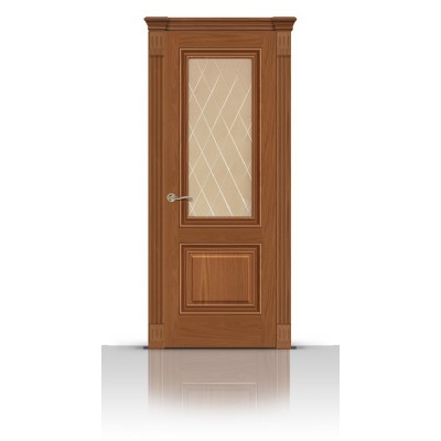 Межкомнатная Дверь СитиДорс модель Элеганс-1 цвет Американский орех стекло Ромб