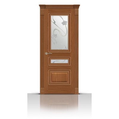 Межкомнатная Дверь СитиДорс модель Элеганс-2 цвет Американский орех стекло Очарование