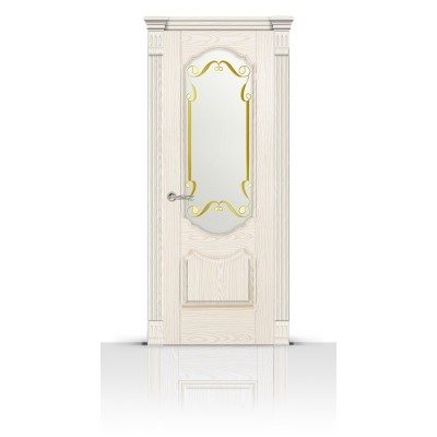 Межкомнатная Дверь СитиДорс модель Гиацинт цвет Ясень белый стекло Нежность