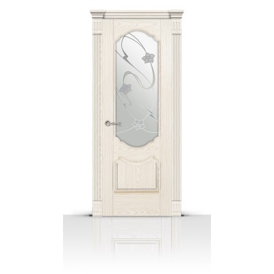 Межкомнатная Дверь СитиДорс модель Гиацинт цвет Ясень белый стекло Очарование