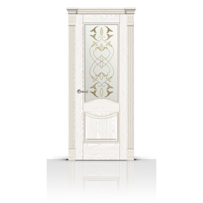 Межкомнатная Дверь СитиДорс модель Онтарио цвет Ясень белый стекло Афродита