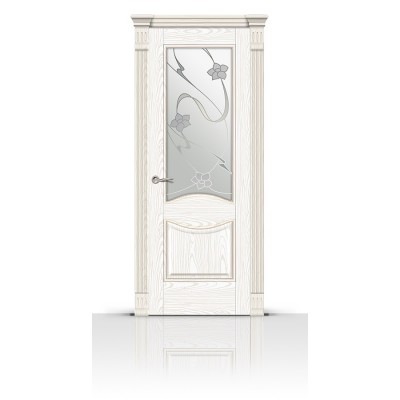Межкомнатная Дверь СитиДорс модель Онтарио цвет Ясень белый стекло Очарование