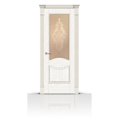 Межкомнатная Дверь СитиДорс модель Онтарио цвет Ясень белый стекло Кружево