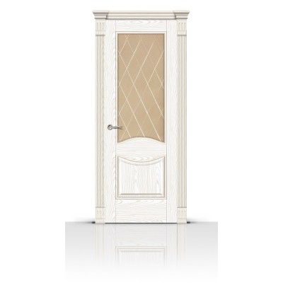 Межкомнатная Дверь СитиДорс модель Онтарио цвет Ясень белый стекло Ромб