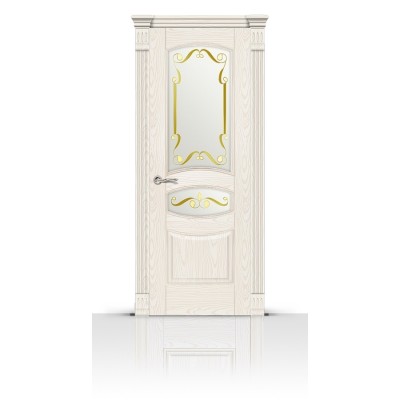 Межкомнатная Дверь СитиДорс модель Гелиодор цвет Ясень белый стекло Нежность