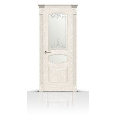Межкомнатная Дверь СитиДорс модель Гелиодор цвет Ясень белый стекло Романтик