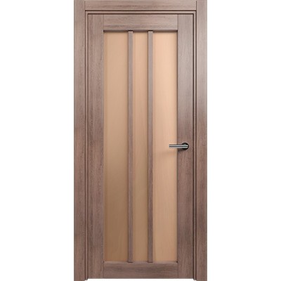 Межкомнатная Дверь Status Optima модель 136 Дуб капучино стекло Сатинато бронза