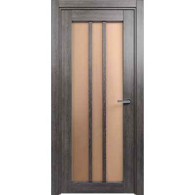 Межкомнатная Дверь Status Optima модель 136 Дуб патина стекло Сатинато бронза
