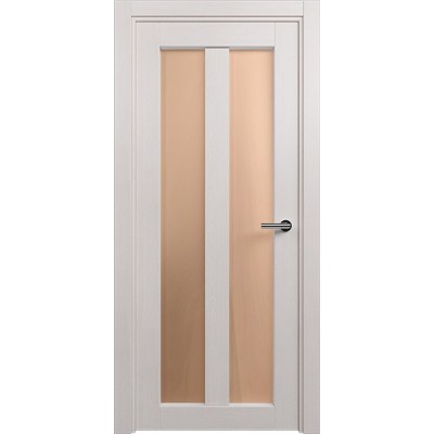 Межкомнатная Дверь Status Optima модель 135 Дуб белый стекло Сатинато бронза