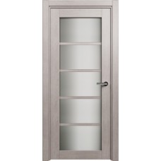 Дверь Status Optima модель 122 Дуб серый стекло Сатинато белое