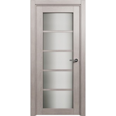 Межкомнатная Дверь Status Optima модель 122 Дуб серый стекло Сатинато белое