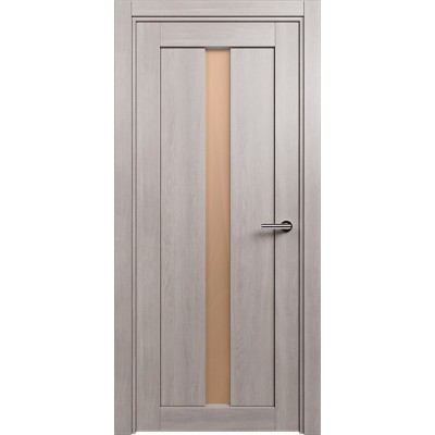 Межкомнатная Дверь Status Optima модель 134 Дуб серый стекло Сатинато бронза