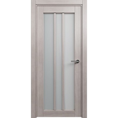 Межкомнатная Дверь Status Optima модель 136 Дуб серый стекло Сатинато белое