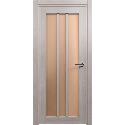 Межкомнатная Дверь Status Optima модель 136 Дуб серый стекло Сатинато бронза