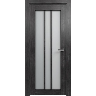 Межкомнатная Дверь Status Optima модель 136 Дуб чёрный стекло Сатинато белое