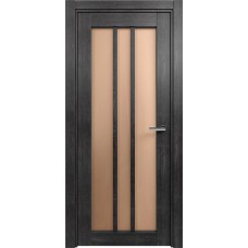 Дверь Status Optima модель 136 Дуб чёрный стекло Сатинато бронза